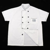 Short Sleeve Chef's Coat Jacket Kitchen Cook Coat Uniforms Unisex M