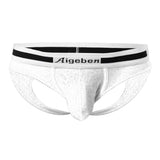 Maxbell Mens Low Rise Open Butt Briefs Underwear M White