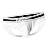 Maxbell Mens Low Rise Open Butt Briefs Underwear M White