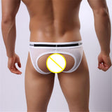 Maxbell Mens Low Rise Open Butt Briefs Underwear M White