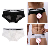 Maxbell Men Underwear Briefs Lace Low Rise Soft Underpant Sexy Lingerie M White