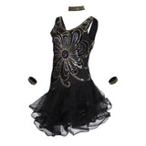 Max Sexy Halter Sequined Mesh Dance Skirt  L Black