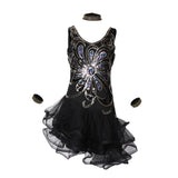 Max Sexy Halter Sequined Mesh Dance Skirt  L Black