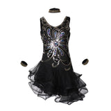 Max Sexy Halter Sequined Mesh Dance Skirt  L Black