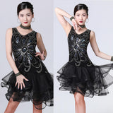 Max Sexy Halter Sequined Mesh Dance Skirt  L Black