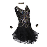 Max Sexy Halter Sequined Mesh Dance Skirt  L Black