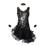Max Sexy Halter Sequined Mesh Dance Skirt  L Black