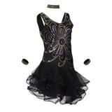Max Sexy Halter Sequined Mesh Dance Skirt  L Black