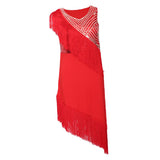 Max Women's Dance Skirts Latin Dance Dresses Dancewear for Ballroom M Red