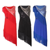 Max Women's Dance Skirts Latin Dance Dresses Dancewear for Ballroom M Red