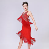 Max Women's Dance Skirts Latin Dance Dresses Dancewear for Ballroom M Red