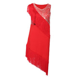 Max Women's Dance Skirts Latin Dance Dresses Dancewear for Ballroom M Red