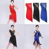 Max Women's Dance Skirts Latin Dance Dresses Dancewear for Ballroom M Red