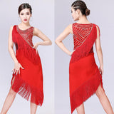 Max Women's Dance Skirts Latin Dance Dresses Dancewear for Ballroom M Red