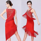 Max Women's Dance Skirts Latin Dance Dresses Dancewear for Ballroom M Red