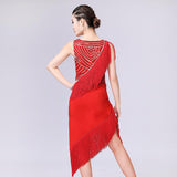 Max Women's Dance Skirts Latin Dance Dresses Dancewear for Ballroom M Red