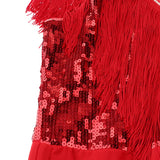 Max Women's Dance Skirts Latin Dance Dresses Dancewear for Ballroom M Red