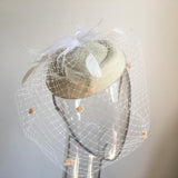 Max Fascinators Hats Cocktail Tea Party Headwear with Veil for Women Beige