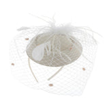 Max Fascinators Hats Cocktail Tea Party Headwear with Veil for Women Beige