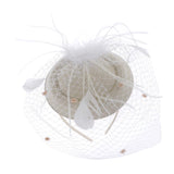 Max Fascinators Hats Cocktail Tea Party Headwear with Veil for Women Beige