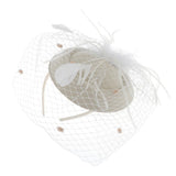 Max Fascinators Hats Cocktail Tea Party Headwear with Veil for Women Beige