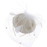 Max Fascinators Hats Cocktail Tea Party Headwear with Veil for Women Beige