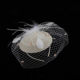 Max Fascinators Hats Cocktail Tea Party Headwear with Veil for Women Beige