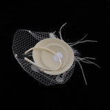 Max Fascinators Hats Cocktail Tea Party Headwear with Veil for Women Beige