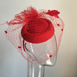 Max Maxb Fascinators Hats Cocktail Tea Party Headwear with Veil for Women Red