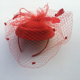 Max Maxb Fascinators Hats Cocktail Tea Party Headwear with Veil for Women Red