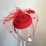 Max Maxb Fascinators Hats Cocktail Tea Party Headwear with Veil for Women Red