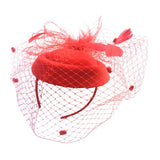 Max Maxb Fascinators Hats Cocktail Tea Party Headwear with Veil for Women Red