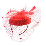 Max Maxb Fascinators Hats Cocktail Tea Party Headwear with Veil for Women Red