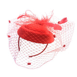 Max Maxb Fascinators Hats Cocktail Tea Party Headwear with Veil for Women Red