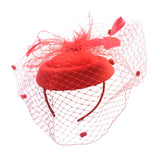 Max Maxb Fascinators Hats Cocktail Tea Party Headwear with Veil for Women Red