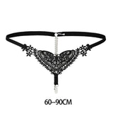Maxbell Womens Thin Lacy Pearls Hollowed Out Sexy Thong G-String Panties Black