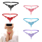 Maxbell Womens Thin Lacy Pearls Hollowed Out Sexy Thong G-String Panties Black
