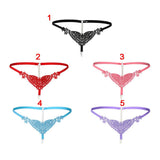 Maxbell Womens Thin Lacy Pearls Hollowed Out Sexy Thong G-String Panties Black