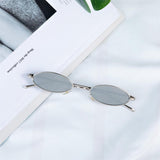 Max Small Metal Frame Oval Candy Color Sun Glasses Silver Lense + Silver Frame