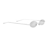 Max Small Metal Frame Oval Candy Color Sun Glasses Silver Lense + Silver Frame