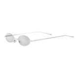 Max Small Metal Frame Oval Candy Color Sun Glasses Silver Lense + Silver Frame