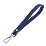 Wristlet Strap Keychain Cellphone Leather Hand Strap with Silver Lock Navy