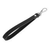 Wristlet Strap Keychain Cellphone Leather Hand Strap with Silver Lock Black