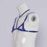 Maxbell Women Mens Lace Harness Strappy Cage Bralette Top One Size Adjustable Blue