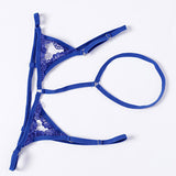 Maxbell Women Mens Lace Harness Strappy Cage Bralette Top One Size Adjustable Blue