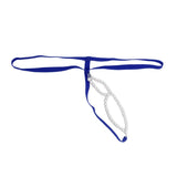 Maxbell Men Sexy G String T Back Thongs with Beaded Ring Underwear Nightwear Blue