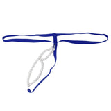 Maxbell Men Sexy G String T Back Thongs with Beaded Ring Underwear Nightwear Blue
