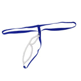 Maxbell Men Sexy G String T Back Thongs with Beaded Ring Underwear Nightwear Blue