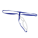 Maxbell Men Sexy G String T Back Thongs with Beaded Ring Underwear Nightwear Blue
