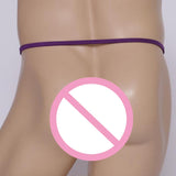 Maxbell Men Sexy Plush T-Back Underwear Low-rise G-String Thong Briefs Purple